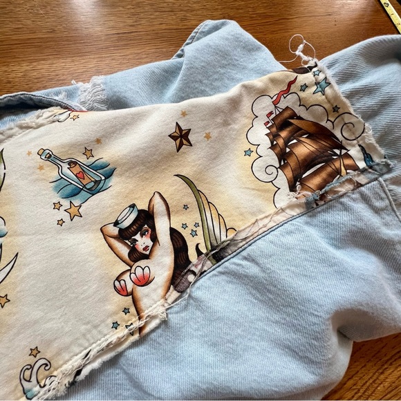 ⭐️ The Nu Vintage Denim Chambray Vintage Pin Up Style Button Down Shirt Jacket L - Picture 8 of 16